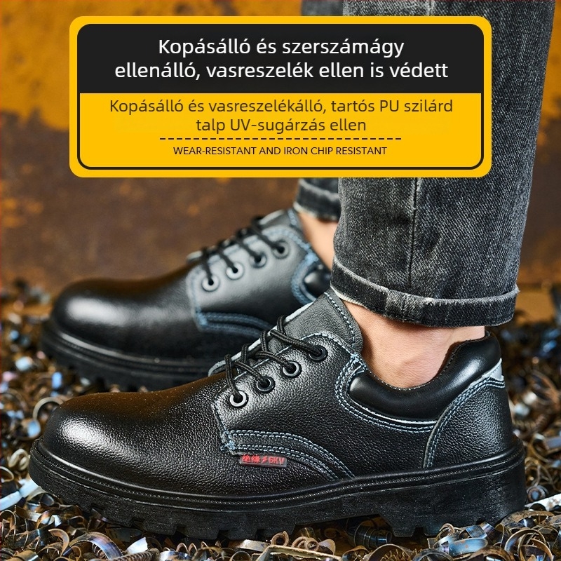 Villanyszerelőknek szigetelt cipő, Honggu, marhabőr, acél orrvédő, ütésvédelmi