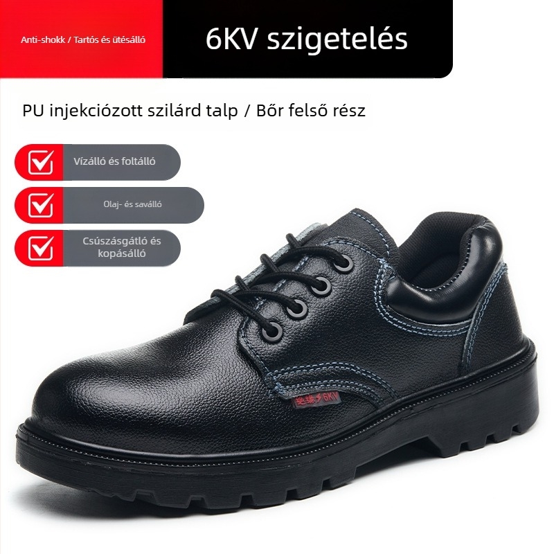 Villanyszerelőknek szigetelt cipő, Honggu, marhabőr, acél orrvédő, ütésvédelmi