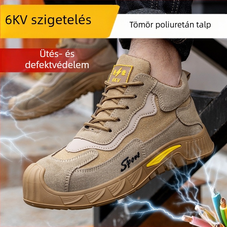 Férfi munkavédelmi cipő – új modell, ütésálló, szúrásálló, szigetelt, négyévszakos, munkavédelmi lábbeli