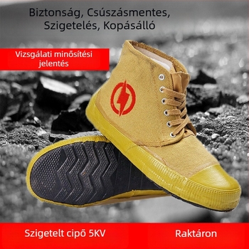 Jin Buan szigetelt villanyszerelő cipő, magas felső rész, gumírozott felső