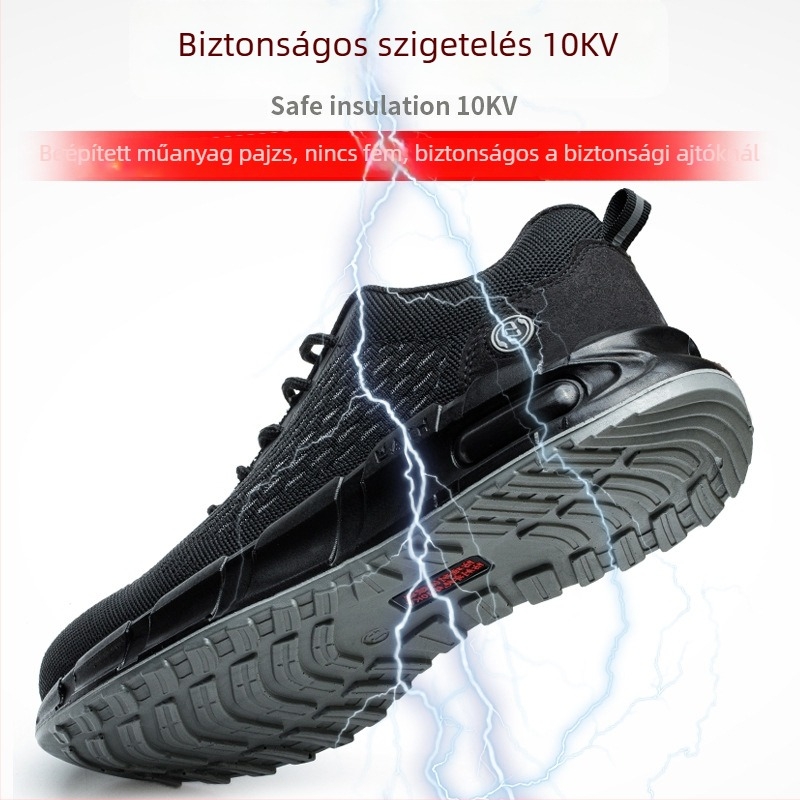 10 kV szigetelt munkacipő, ütés- és átszúrásvédett, kopásálló, felső része hálós felületű, alacsony szárú