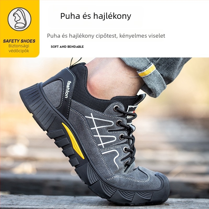 Acélorrú védőmunka cipő – ütésálló és átszúrás elleni védelem, izolált, könnyű, kopásálló