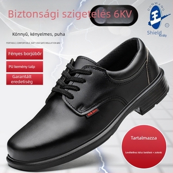 Védőmunkacipő – Izolált 6kV, embossált marhabőr felsőrész, alacsony fazon, ütés- és perforáció elleni védelem, légáteresztő