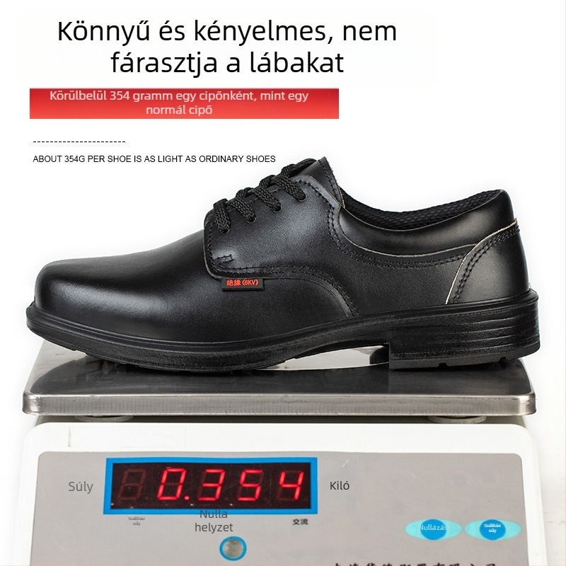 Védőmunkacipő – Izolált 6kV, embossált marhabőr felsőrész, alacsony fazon, ütés- és perforáció elleni védelem, légáteresztő