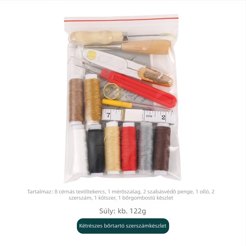 Bőripari kézműves szerszámkészlet kézi varráshoz – DIY bőrönd készlet varr ollóval, bőrvonalzóval, awl és cérnával, JP/Jinping JP796, Zhejiang, testreszabás elérhető