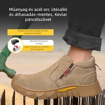 Szigeteléses munkavédelmi cipő műanyag-vas orral, Kevlar megerősítéssel, ütés- és átszúrás elleni védelemmel