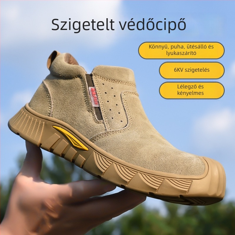 Szigeteléses munkavédelmi cipő műanyag-vas orral, Kevlar megerősítéssel, ütés- és átszúrás elleni védelemmel