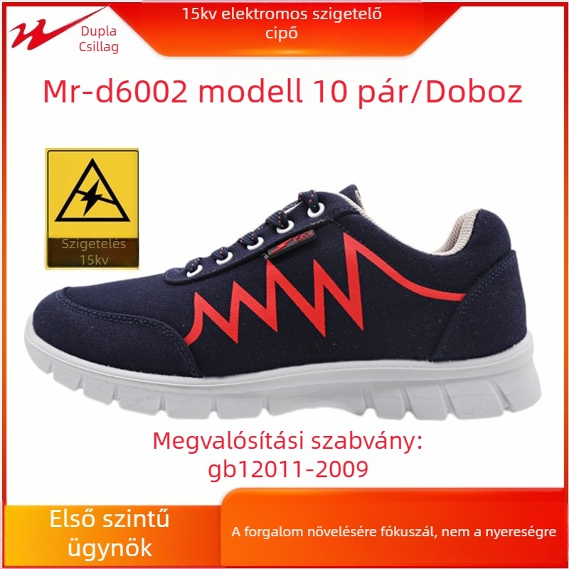 Double Star szigetelt cipő elektromos munkákhoz, hálós felsőrész, alacsony profilú