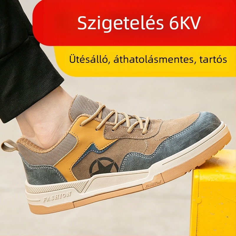 6 kV izolációjú elektromos védőcipő – ütésálló, perforáció-ellenálló, puha talp, suede bőr + mikroszálas