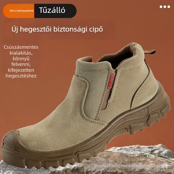 Magas szárú hegesztő munkavédelmi cipő – anti-perforáció, anti-ütődés, nubuk bőr, műanyag–acél orrkupa