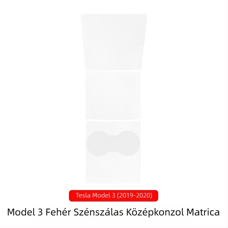 Center Console TPU védőfilm Tesla Model 3/Y-hoz — matt szénrost mintázat, átlátszó, logó nélkül