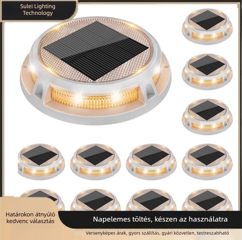 Napelemes talajlámpa, IP67 vízálló, SMD2835 LED, 0,36W, 12–16 órás üzemidő, modell S005