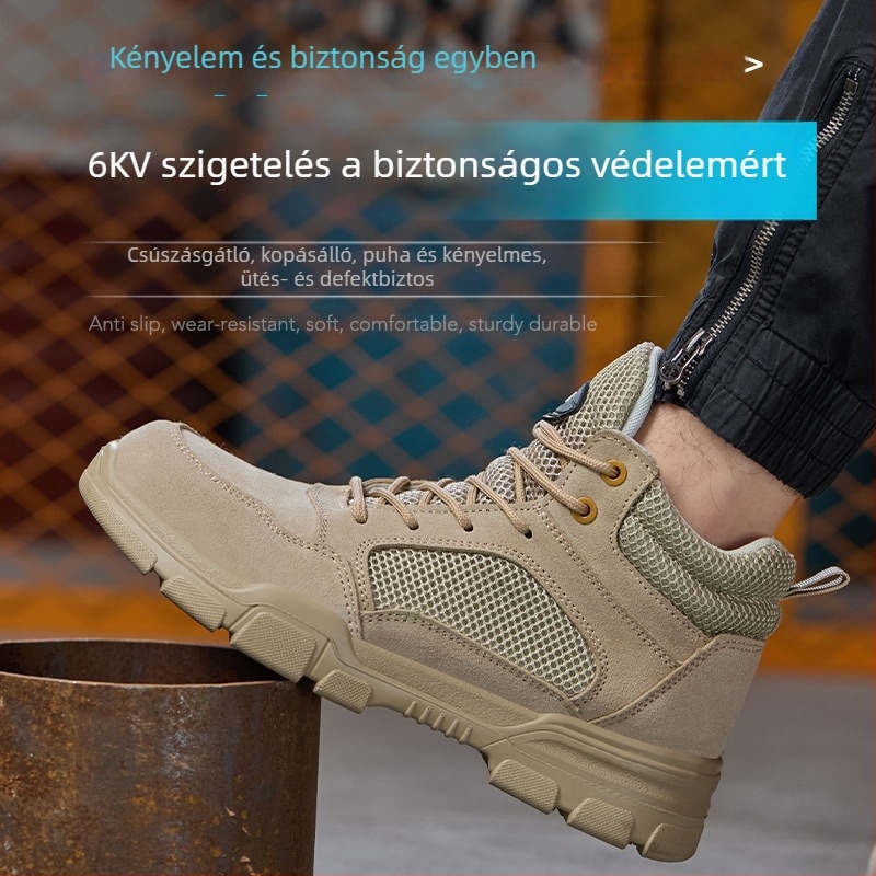 Magas talpú, 6 kV-os szigetelt védőcipő, puha ütés- és áthatolás elleni védelemmel, lélegző hálós felsőrész, kopásálló munkacipő