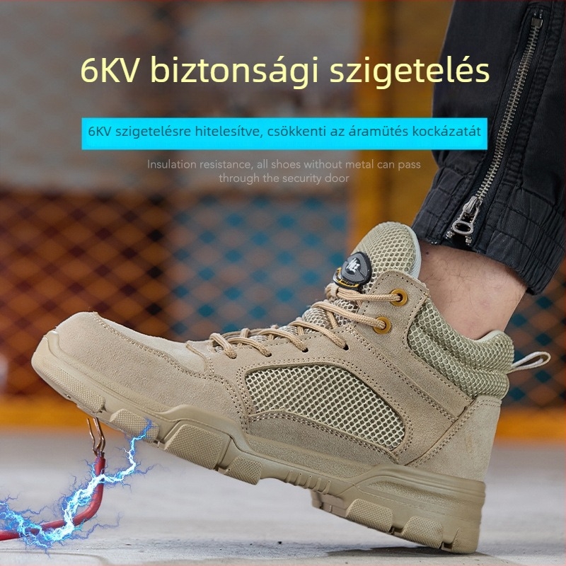Magas talpú, 6 kV-os szigetelt védőcipő, puha ütés- és áthatolás elleni védelemmel, lélegző hálós felsőrész, kopásálló munkacipő