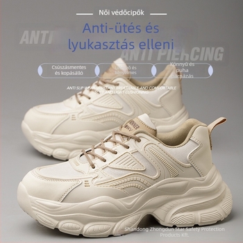 Női biztonsági cipő, anti-ütés és anti-perforáció védelem, négy évszak, kültéri kempingcipő, műanyag-vas orr, csúszásmentes talp