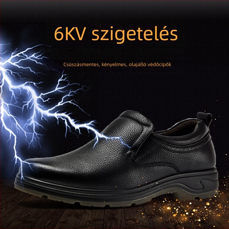 Xinnai szigetelt munkavédelmi cipő – csúszásmentes talp, olajálló, 6kV elektromos szigetelés, marhabőr