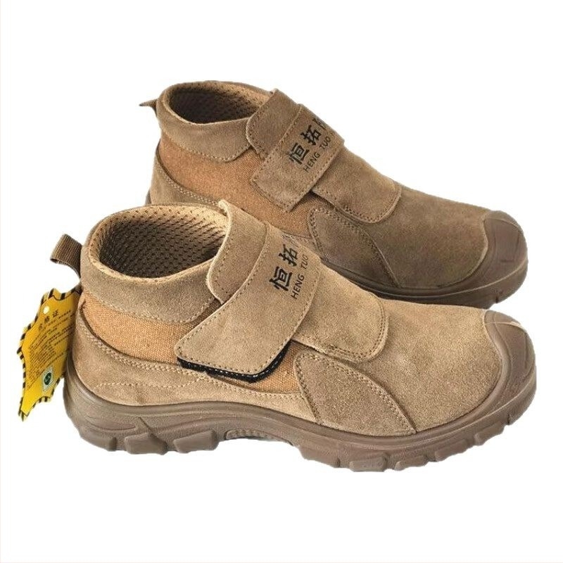 Hengtuo C05 Hegesztőbiztonsági cipő acélorr, ütésálló és átütés elleni, szigetelt, középmagas (suede + gumi talp)