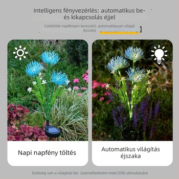 Napelemes földlámpa virág alakú, IP65 vízálló, LED fényforrás, 3,5V, 0,06W, manuális kapcsoló