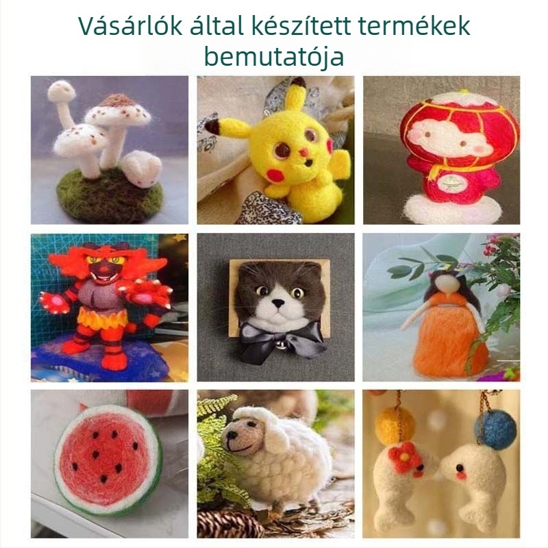 Kezdőknek szóló gyapjúfilc szurkálóeszközök készlet - DIY kézműves anyagcsomag - 70-es évek gyapjúcsíkok