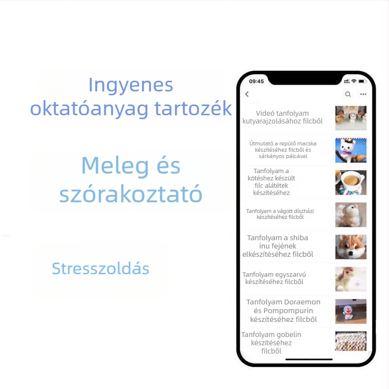 Kezdőknek szóló gyapjúfilc szurkálóeszközök készlet - DIY kézműves anyagcsomag - 70-es évek gyapjúcsíkok