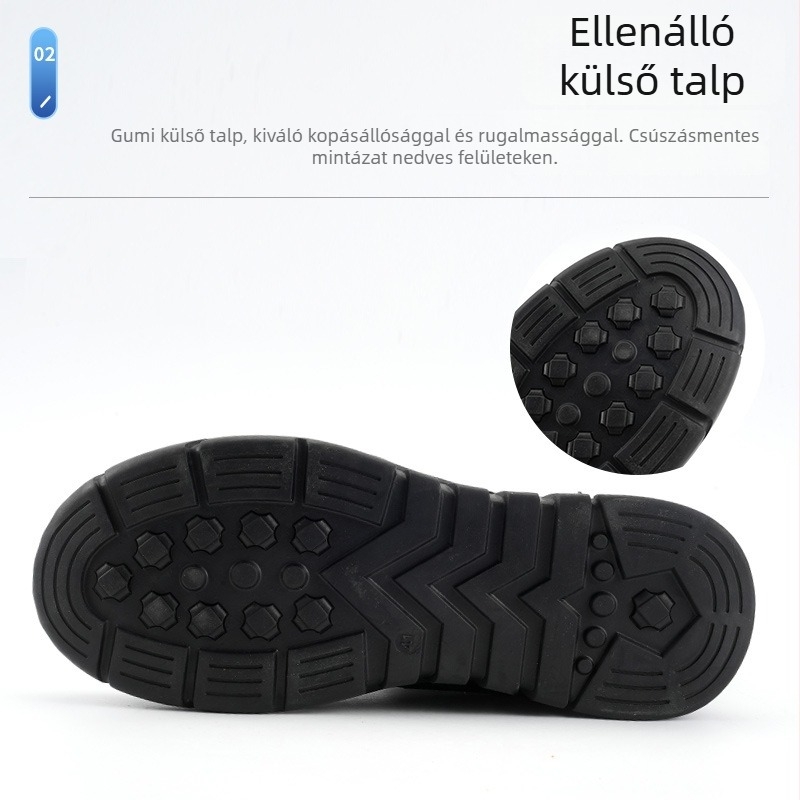 Férfiaknak készülő magas téli védőcipő, mikrofiber bőr, műanyag-vas orr, ütésálló, perforáció-ellenálló, hõszigetelt