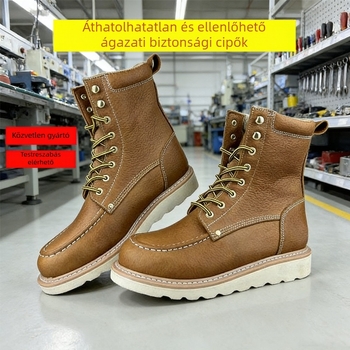 Munkavédelmi bakancs - Magas szárú, kötős, acél orr, Goodyear Welt, gumitalp, olajálló