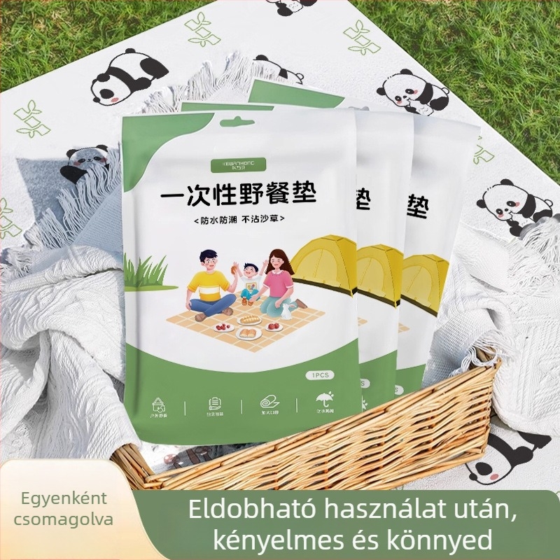 Egyszer használatos piknik matrac, nedvességálló és csúszásmentes, kültéri kempingezéshez, hordozható földmatrac, 4–6 személyre