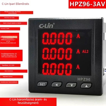 HPZ96-3AV Okos háromfázisú elektromos paraméter-mérő, áram és feszültség kijelző, A/B/C