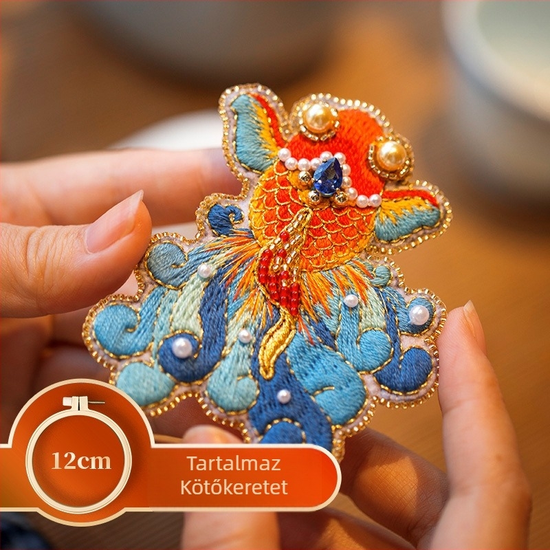 Acarhat DIY hímzés készlet: koi hal brooch, francia stílus, textil anyag, ruhákhoz való kiegészítő