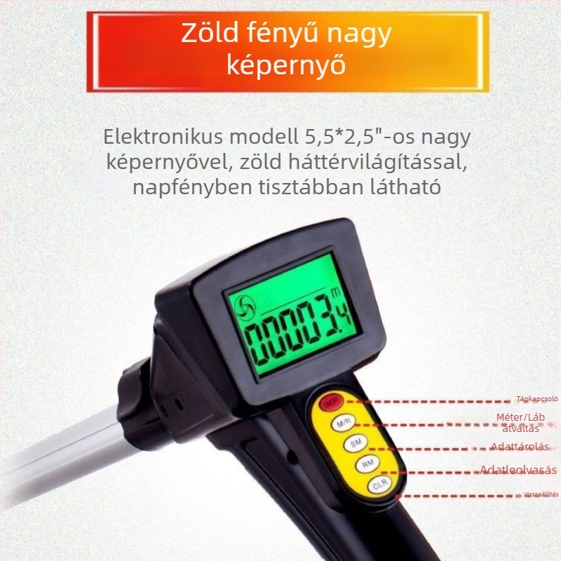 Kézben tolható mérőkerék mechanikus digitális kijelzővel kültéri méréshez