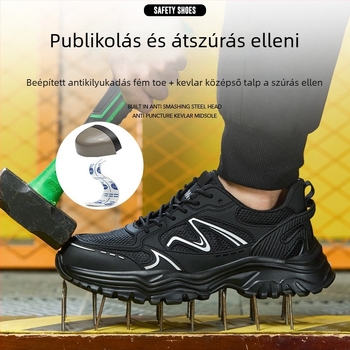 Munkavédelmi cipő acélorrúval, ütésálló, perforáció-ellenálló, csúszásmentes, KPU+ hálós konstrukció