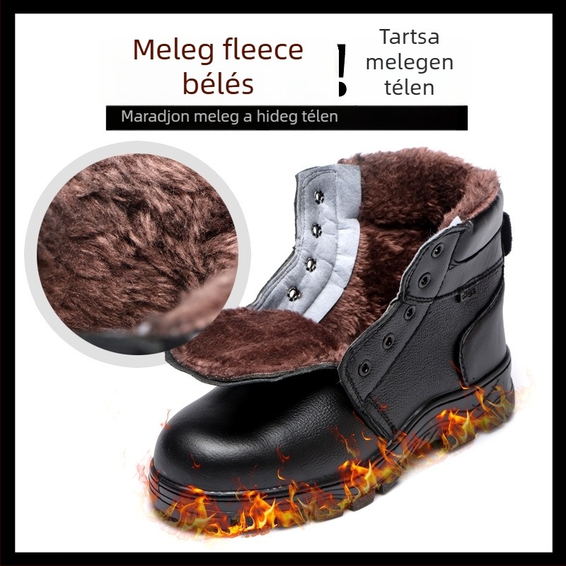 Téli magas szárú munkavédelmi cipő, mikroszálas bőr, acélorrú, átszúrás elleni védelem, ütés- és átszúrás elleni védelem