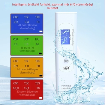 Linshang LS310 többcélú vízminőség-elemző – COD/TOC és UV275 tartományok, COD/TOC felbontás 0,01 mg/L, UV275 0,001 AU/cm, 2× AA elemellátás
