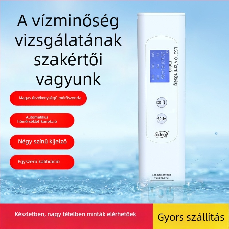 Linshang LS310 többcélú vízminőség-elemző – COD/TOC és UV275 tartományok, COD/TOC felbontás 0,01 mg/L, UV275 0,001 AU/cm, 2× AA elemellátás