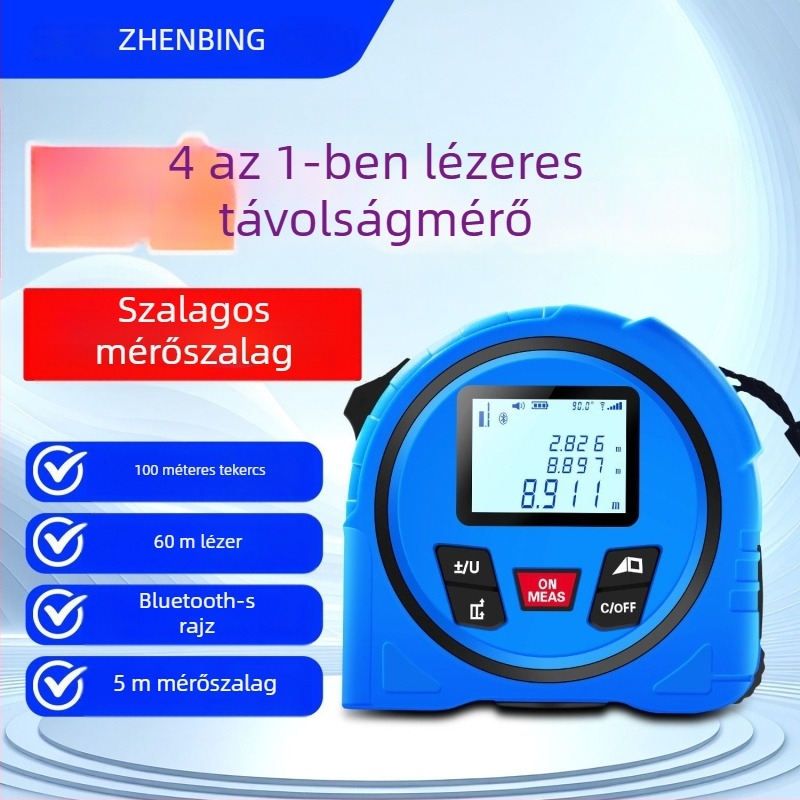 Zhenbing lézeres mérőszalag – nagy pontosságú távolságmérő, szabálytalan forma és görbült felület, alkalmazás rajzhoz és feltérképezéshez