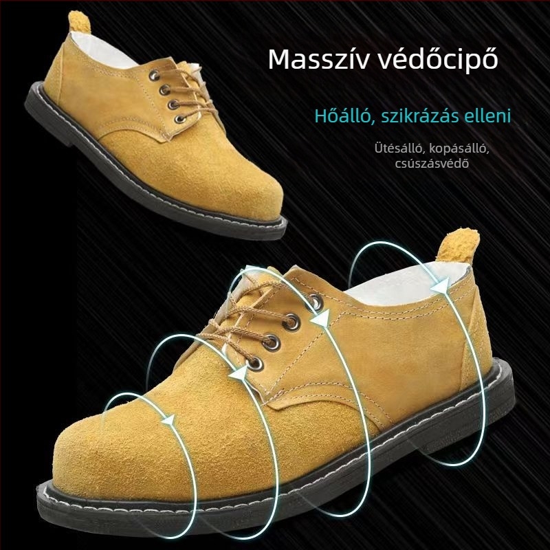 Férfi munkacipő acélorrú, velúr felsőrésszel, alacsony fazon, ütésálló és hőálló