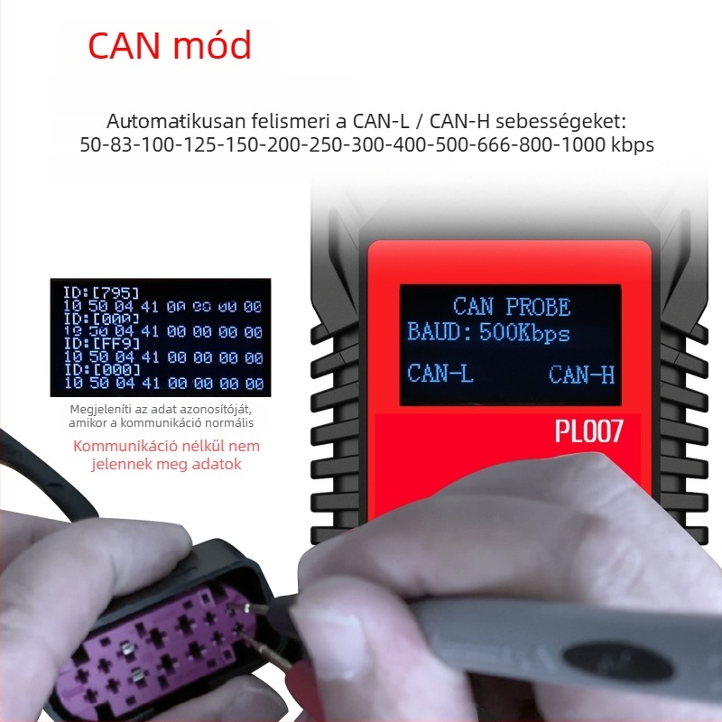 PL007 Kézi digitális paraméter-mérő készülék CAN/LIN PWM-hez – mérési tartomány 13926527551, mérés pontossága 13926527551, áramellátás 9V