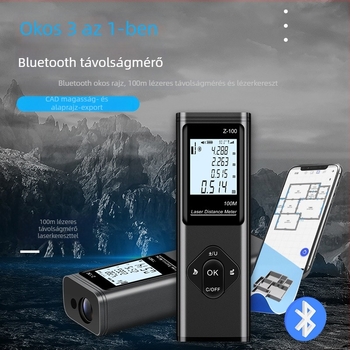 MH sorozatú lézeres távolságmérő Bluetooth-kapcsolattal, 50 mérés memóriával, 40/60/80/100 m hatótávolság