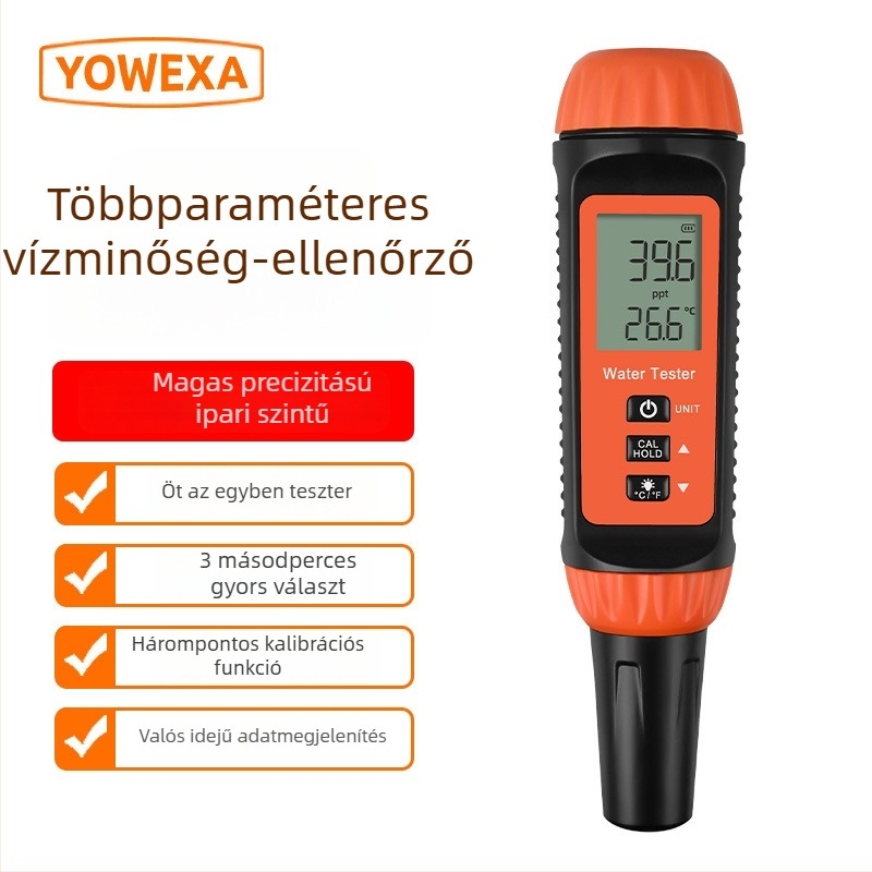 Yowexa Yw-624 Többparaméteres vízminőség-elemző toll – Sótartalom, Specifikus gravitáció, TDS, Vezetőképesség, Hőmérséklet