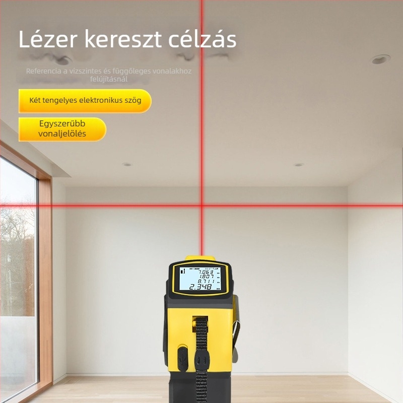 Zhenbing Bluetooth‑os lézeres távolságmérő – nagy pontosságú infravörös mérőszalag, keresztlézer, CAD-rajzok helyiségek méréséhez