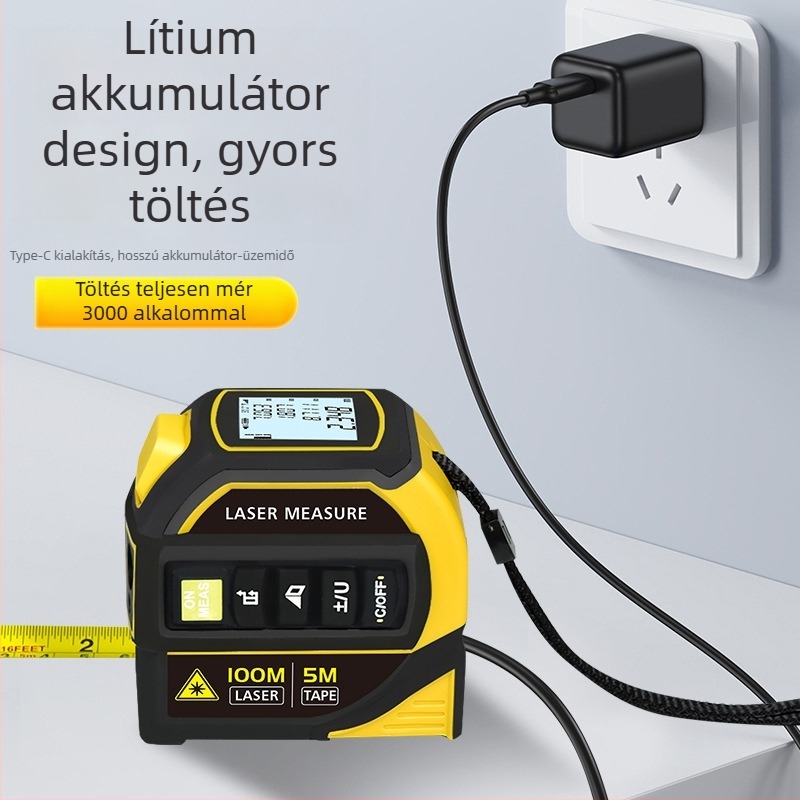 Zhenbing Bluetooth‑os lézeres távolságmérő – nagy pontosságú infravörös mérőszalag, keresztlézer, CAD-rajzok helyiségek méréséhez