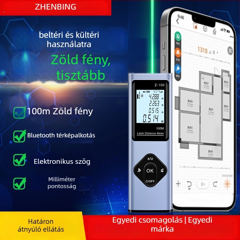 Lézer távolságmérő Bluetooth-kapcsolattal, digitális mérőeszköz CAD-rajzokhoz és helyiségméréshez