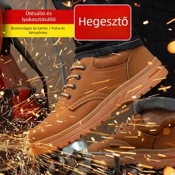 Acélorrú biztonsági cipő, ütésálló, átütés elleni, csúszásmentes, lélegző velúr felsőrész