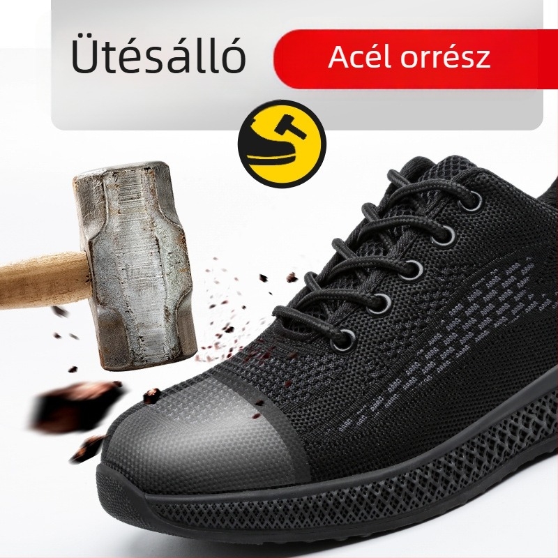 Lélegző, könnyű acélorrú biztonsági cipő, ütés- és perforáció elleni védelemmel
