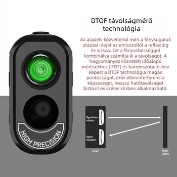 Golf lézeres távolságmérő 2000 m-es hatótávolsággal, ±1 m pontossággal, távolság-, magasság- és szög mérése, golf teleszkóp