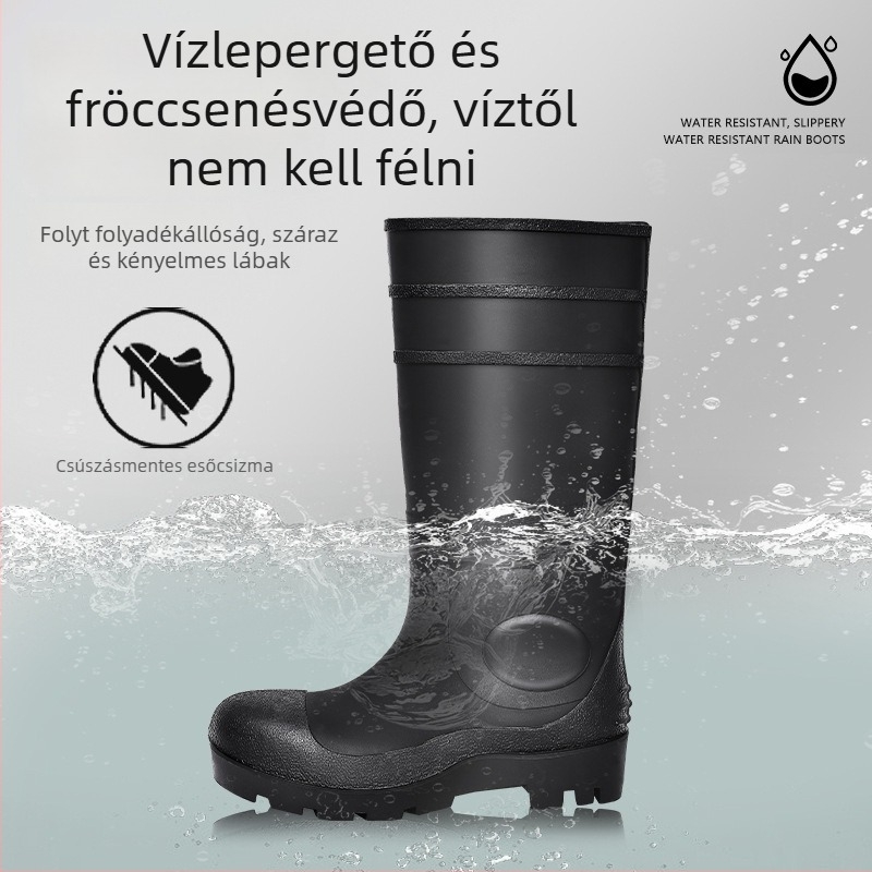 Magas szárú bőr munkabakancs acélorrú, vízálló, csúszásmentes, kopásálló, perforációálló
