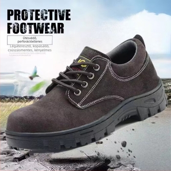 Zhenpeng Munkavédelmi cipő acélorrúval, ütés- és átszúrás elleni védelemmel, bőr felsőrész, alacsony fazon, modell 613, Zhenpeng