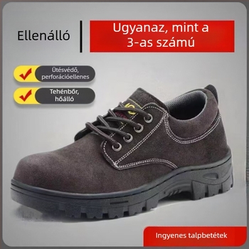 Zhenpeng Munkavédelmi cipő acélorrúval, ütés- és átszúrás elleni védelemmel, bőr felsőrész, alacsony fazon, modell 613, Zhenpeng
