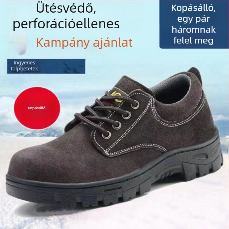 Zhenpeng Munkavédelmi cipő acélorrúval, ütés- és átszúrás elleni védelemmel, bőr felsőrész, alacsony fazon, modell 613, Zhenpeng
