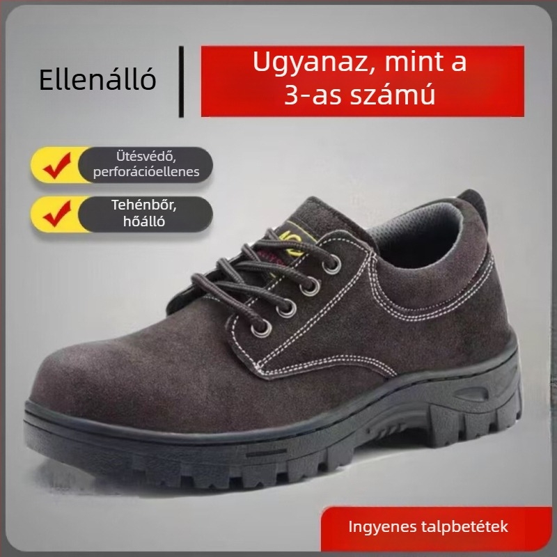 Zhenpeng Munkavédelmi cipő acélorrúval, ütés- és átszúrás elleni védelemmel, bőr felsőrész, alacsony fazon, modell 613, Zhenpeng